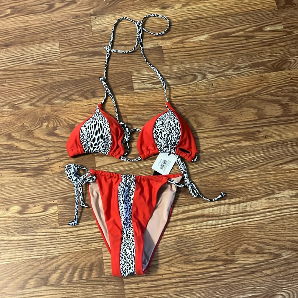 KENDALL & KYLIE NWT red and leopard print string bikini